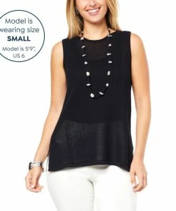 Promo ✨ MarlaWynne WynneCollection Sweater Knit Mesh Stitch Tunic Tank Black ❤️ -Outlet MarlaWynne Sales unnamed file 977