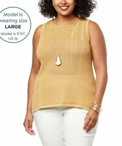 Promo ✨ MarlaWynne WynneCollection Sweater Knit Mesh Stitch Tunic Tank Black ❤️ -Outlet MarlaWynne Sales unnamed file 979