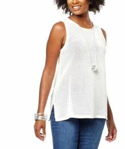 Promo ✨ MarlaWynne WynneCollection Sweater Knit Mesh Stitch Tunic Tank Black ❤️ -Outlet MarlaWynne Sales unnamed file 981